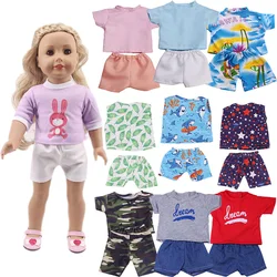 Erhalten Coupons! puppe Zubehör Kleidung Set = T-shirt + Shorts Für 16-18 Inch Mädchen Puppe & 43 cm Neue Geboren baby Puppe, unsere Generation