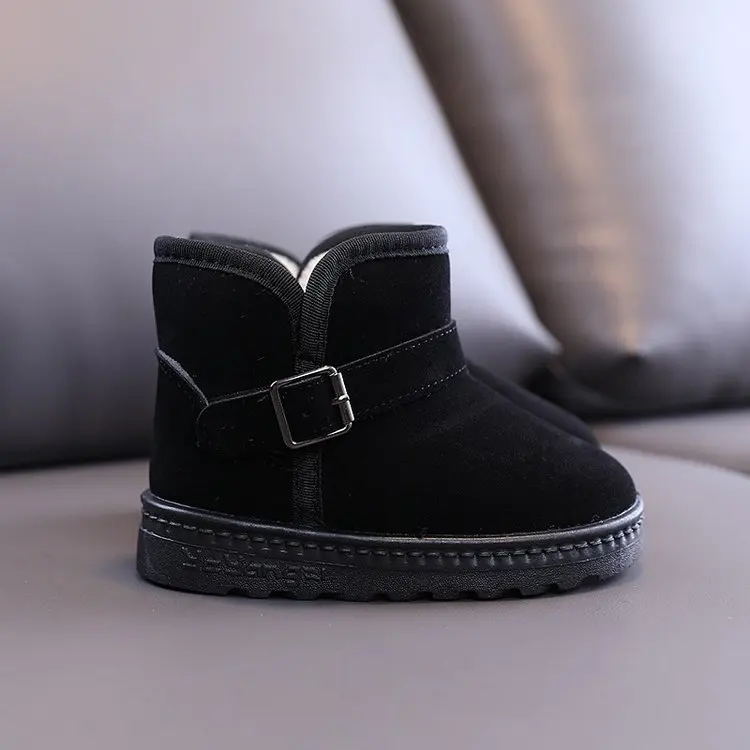 Kids Winter Black Shoes For Little Boys Girl Sneakers Children\'S Flat Ankle Warm Snow Boots 2020 2 3 4 5 6 7 8 9 10 11 12 Years