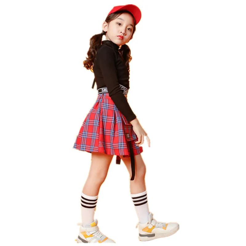 

2pcs/Set Kids Jazz Dance Costumes For Girls Children Stage Dancing Clothes Exposed Navel Tide Hip Hop Sequin Performance Suit