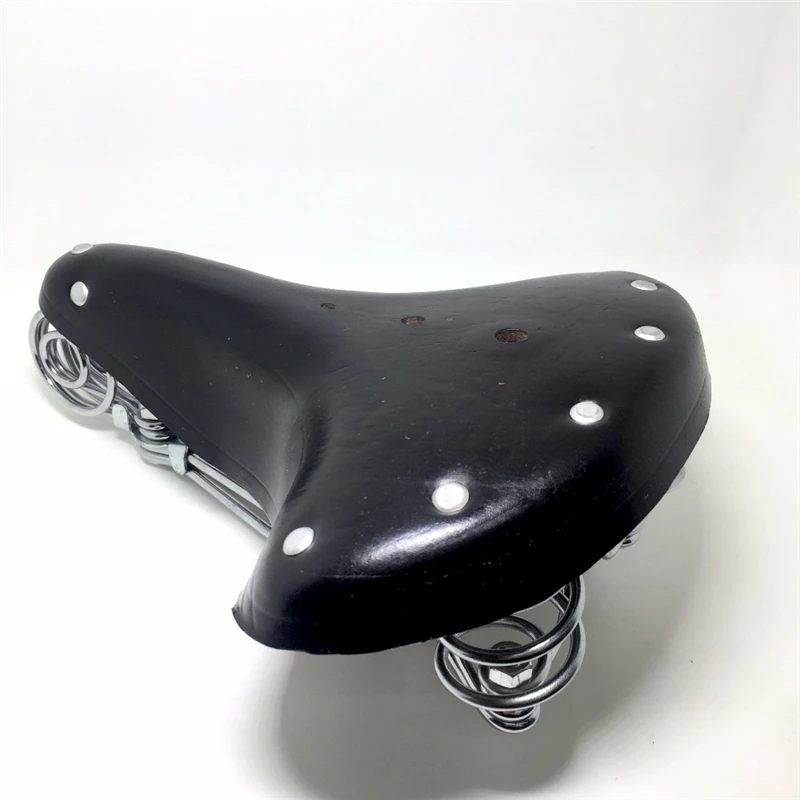 Traditional Old Style Bicycle Saddle Riveting Cow Leather Seat Road MTB Bike Standard Vintage Cushion Cycling Part