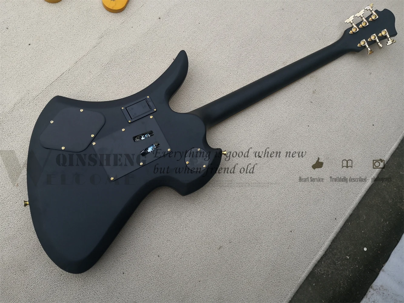 Factory Custom 6 Strings Electric Guitar BC Guitar Matte Black Body Tremolo Bridge Yellow Binding