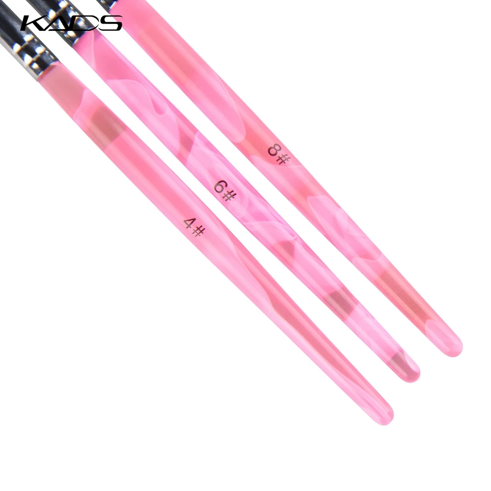 KADS No.4/6/8 Nail Brush Pen UV Gel Painting Brush Acrylic Extension Gel Polish Drawing Pen DIY Manicure Tool Pink Handle