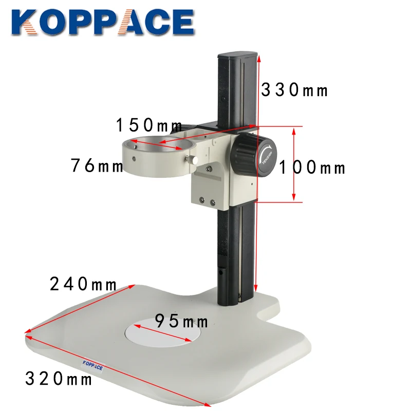 KOPPACE Microscope Bracket Lens Diameter 76mm Microscope Focusing Bracket 200mm Working Stroke