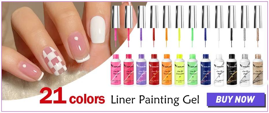 7 farbe Kit Venalisa Liner Gel 8ml Französisch Gel Nagel Farbe Gel Polish UV LED Malerei Gel Nail art design Wunderschöne Glitter Farbe – Detail 1