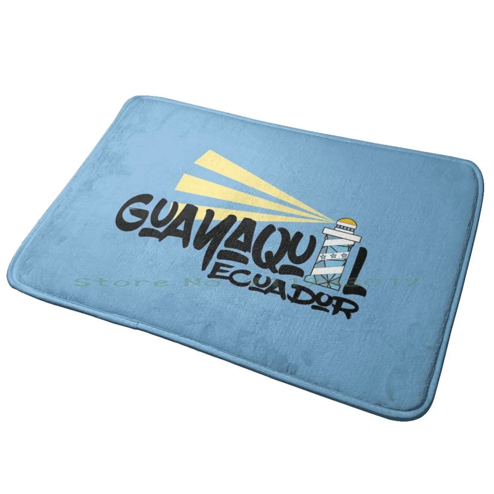 Guayaquil Entrance Door Mat Bath Mat Rug Guayaquil City Ecuador Urban Lighthouse Illuminate Color Celestial Stars Letters Name