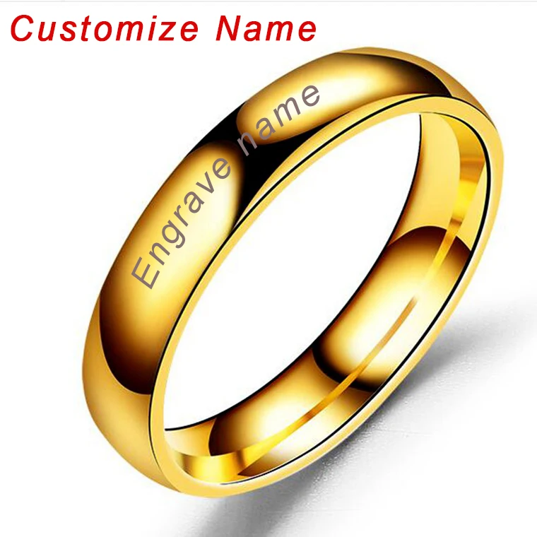 

Trendy Custom Inscription Name Ring Personalized For Women Rose Gold Black Glossy Engagement Rings Dropshipping Bulk Jewelry