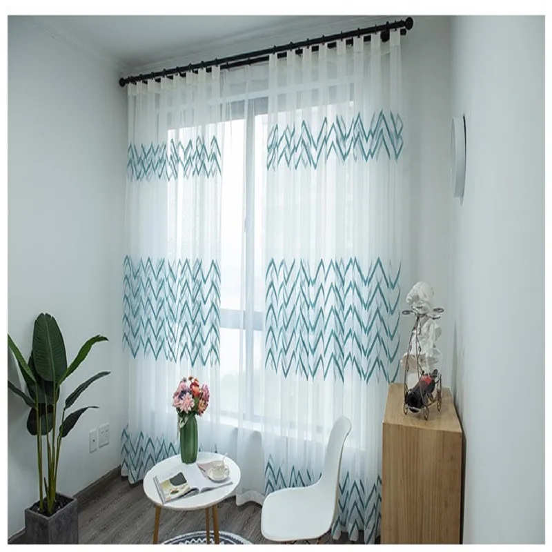 window Curtain gauze curtain product embroiders wave Europe type window gauze sitting room bedroom wave window curtains tulle