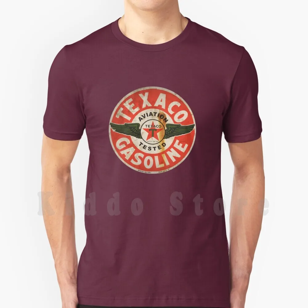 Texaco Vintage Aviation Fuel Sign Usa T Shirt Cotton Men DIY Print Cool Tee Texaco Vintage Aviation Fuel Sign Usa Piper Mooney