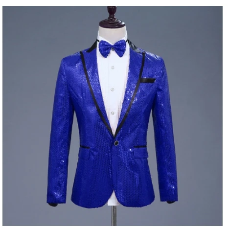 

Men's Sparkly Gold Sequins Blazer Jacket 7 Colors Nightclub Singer Host Stage Performance Studio Wedding Show Costume Wear