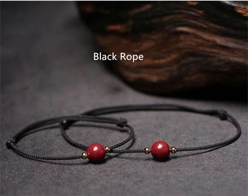 Natural Purple Cinnabar Handmade Bracelets Knots Lucky Red Black Rope Bangle Anklet For Women Size Adjustable Drop Shipping