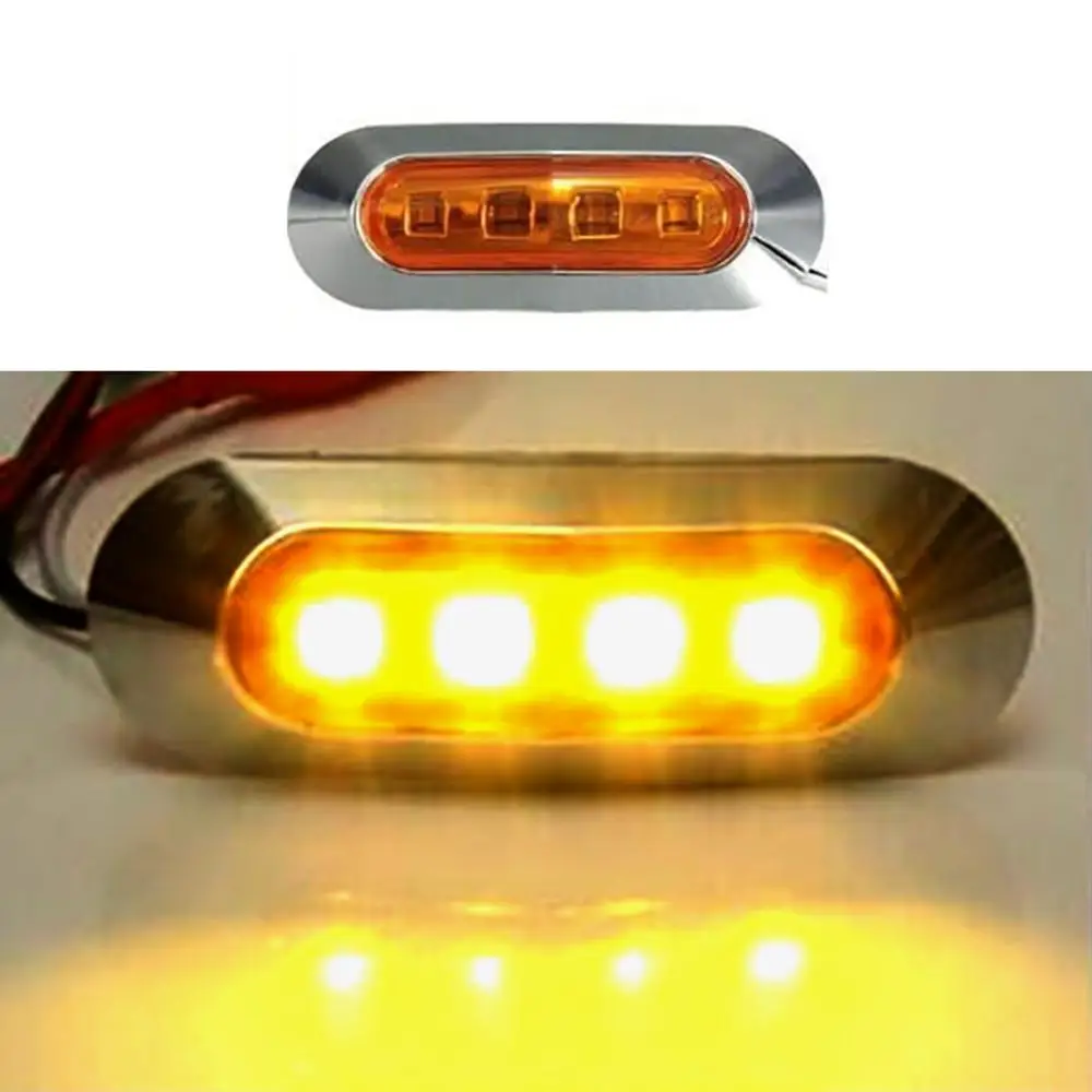 10pcs Amber 4 SMD 12V / 24V LED Side Marker Lights Car External Lights Warning Tail Light Auto Trailer Truck Lorry Lamps