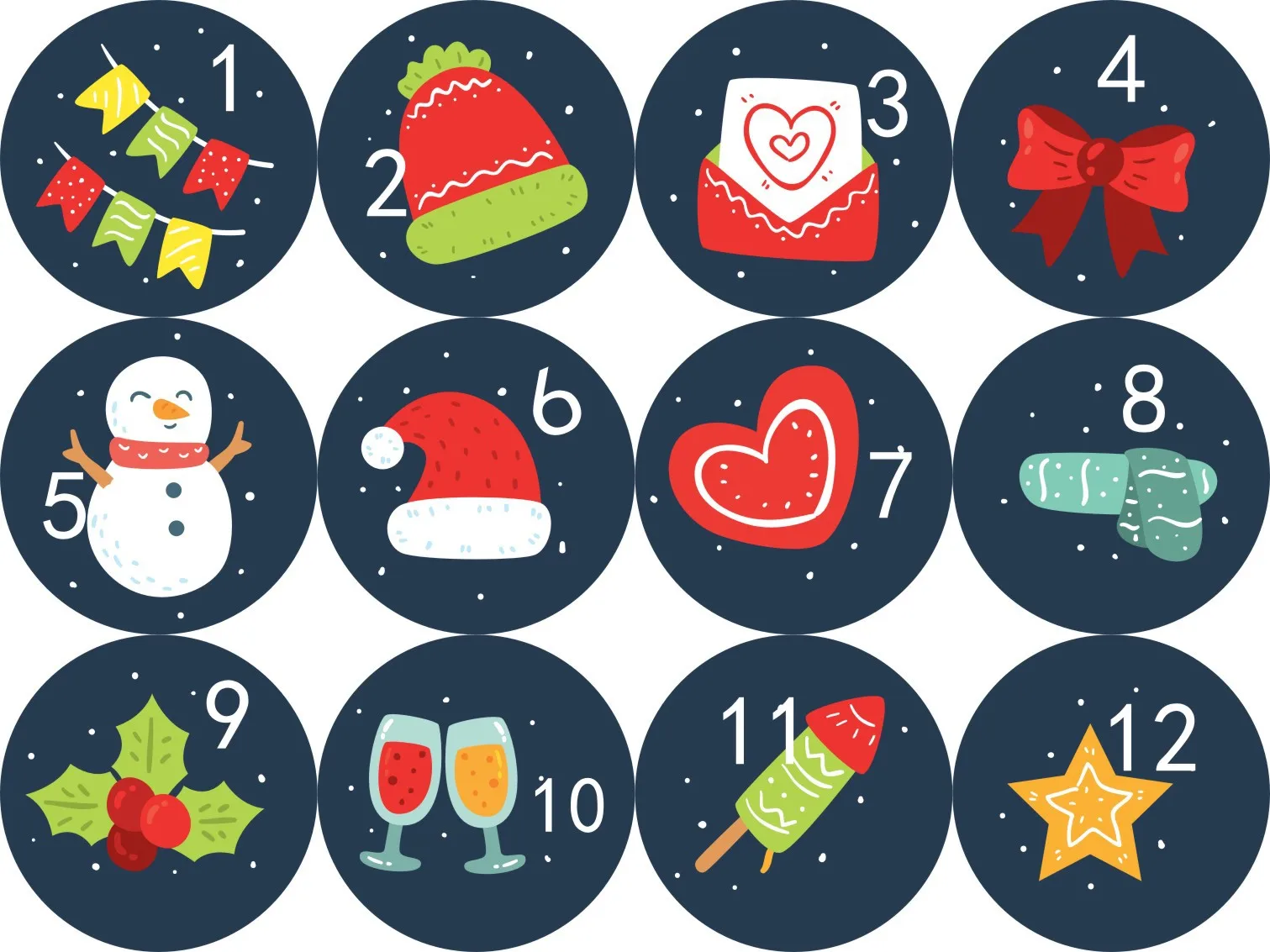 120pcs Advent Calendar Number Paper Stickers Merry Christmas Gift Stickers DIY Crafts Gift Packaging Labels Navidad Decoration