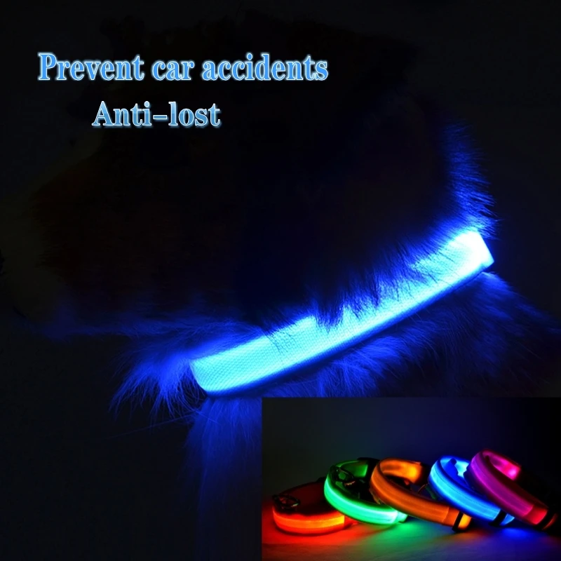 USB charging LED dog light pet dog collar anti-lost at night/avoid cat and dog puppies car accident flashing luminous collar