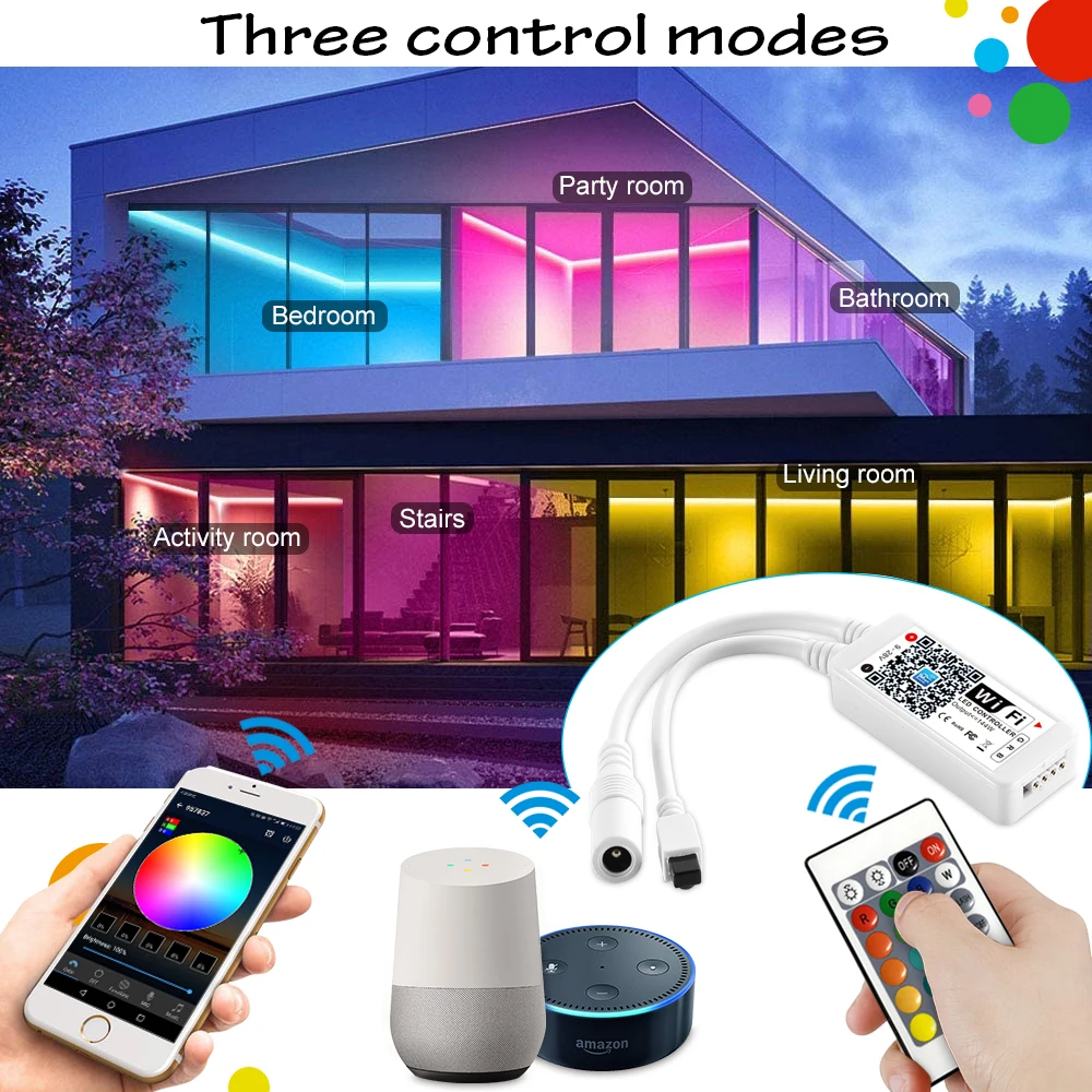 FVTLED WIFI LED Lights Controller Magichome APP Remote Control Single RGB RGBW CCT Lights Strip 5V 12V 24V For Alexa Google Home