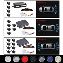 Eunavi Auto Parktronic Led Parking Sensor Kit 4 6 8 Sensors For All Car Universal Reverse Assistance Backup Radar Monitor System