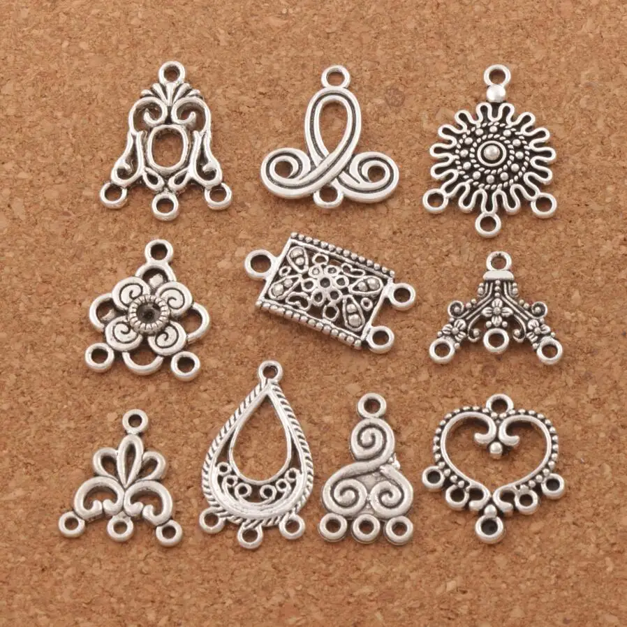 Pendants Earrings Connectors for Jewelry Craft DIY LM1 20pcs 10styles Zinc Alloy Metal Lzsilver