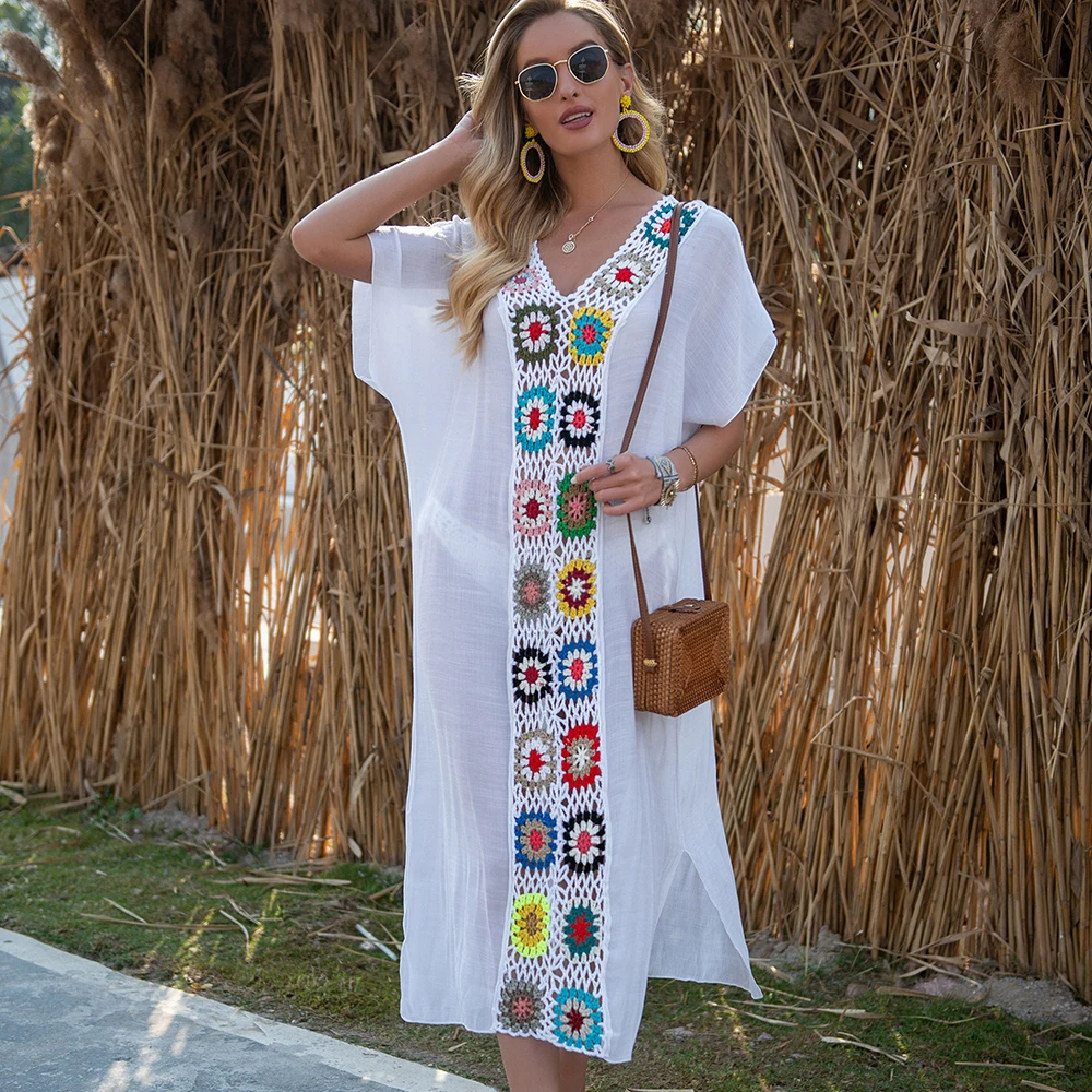 Women Beach Dress Cover-Ups Swimsuit Cover Ups Beachwear Bathing Suit Swim Cape For Woman Summer Tunic Saida Praia