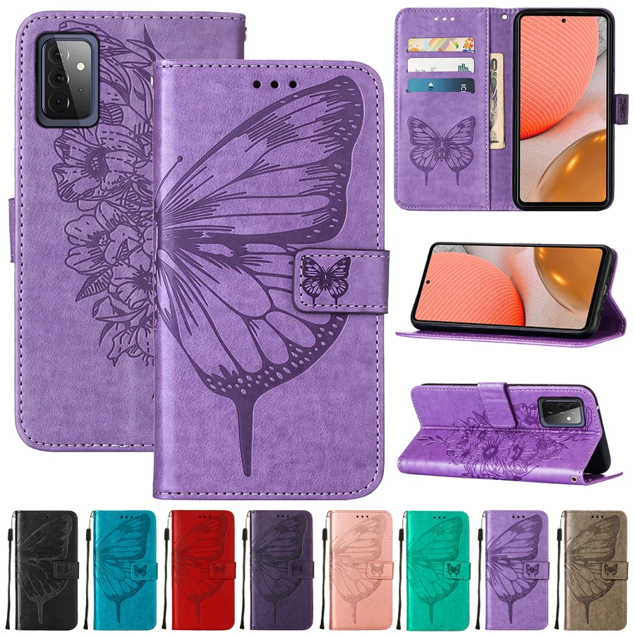 

Wallet Butterfly Wings Leather Case For Samsung Galaxy A02S A03S A12 A13 A22 A32 A52 A72 A82 S22/S21/S20 Plus/Ultra S21/S20 FE