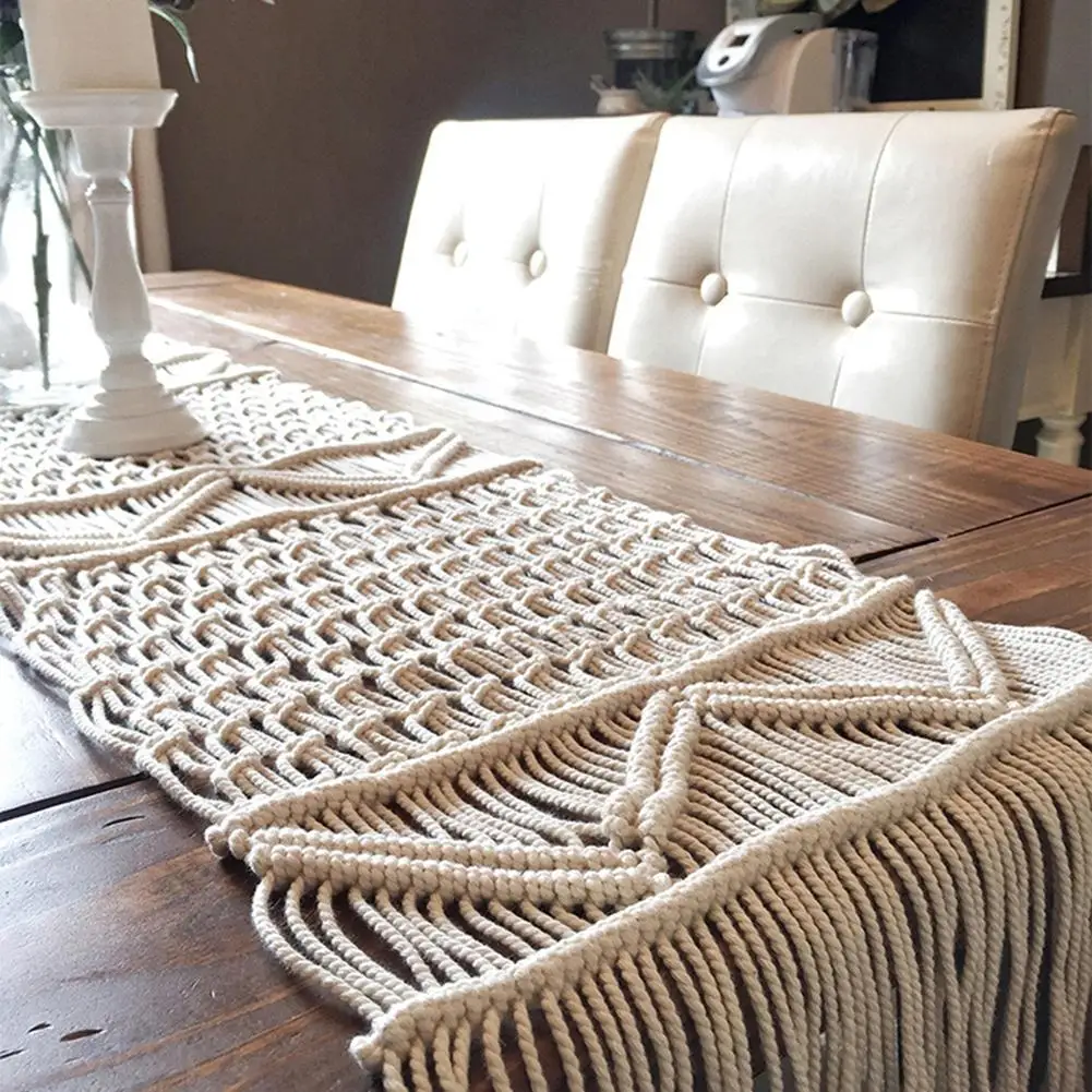 Corredor de mesa boêmio mesa artesanal cama tapeçaria mão-tecido macrame corredor de mesa com borlas festa de casamento decoração de casa