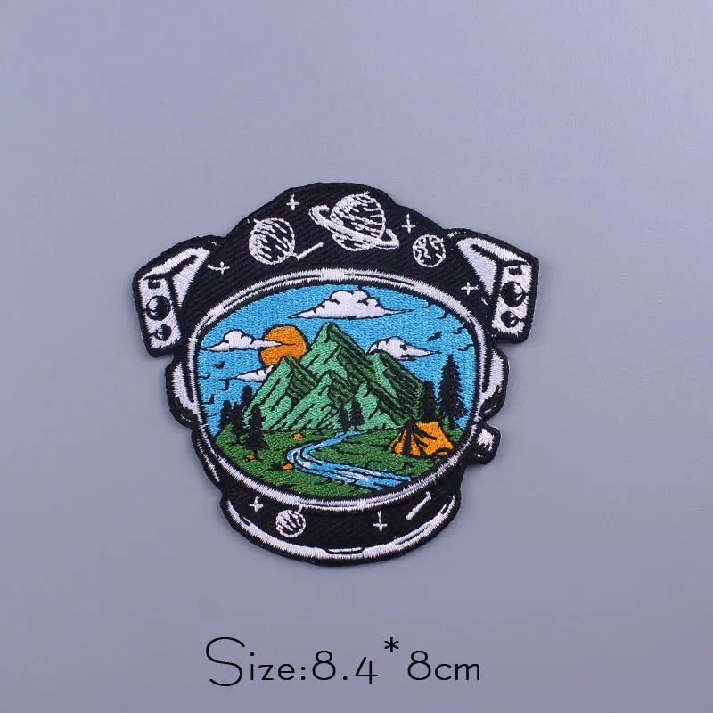 Nature Adventure Patch Mountain Camping Embroidered Patches For Clothing Iron On Patches On Clothes Diy Travel Badges Appliques