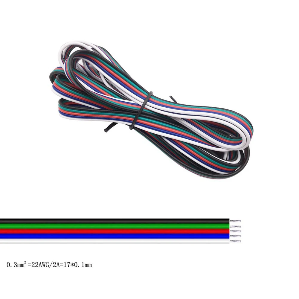 2/3/4/5/6Pin Led Strip Wire 22AWG 10m/20m/50m/100m Electrical Wire Red Black Cable For WS2812B WS2811 SK6812 5050 2835 5730