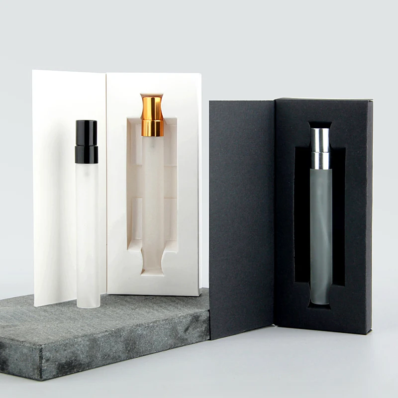 20pcs 10ml Empty Spray Bottle Frosted Glass Perfume Refillable Glass bottle Cosmetic Gift box with packaging