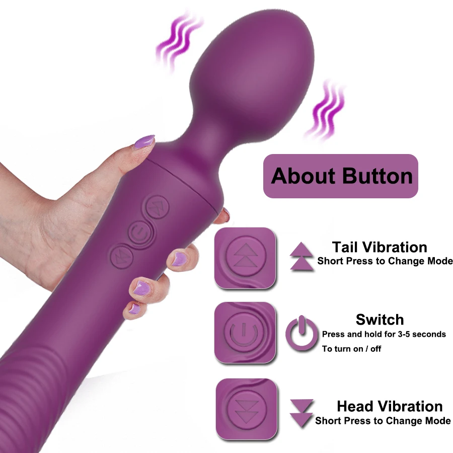 Dual Vibrator Sex Toys for Women Powerful Magic Wand Clitoris Vagina Massage Anal Plug G Spot Vibrating Adults Sexy Products