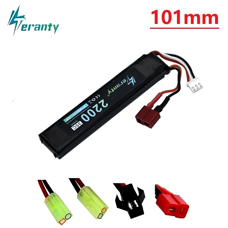 2S bateria pistoletu na wodę 101mm z wtyczką T 7.4V 2200mAh bateria Lipo dla M4 AK47 Mini Airsoft BB pistolet powietrza zabawki elektryczne części