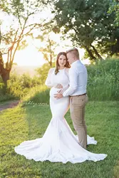 Maternity Photography Props Long Pregnancy Dress For Photo Shooting Ruffled Pregnant Dresses For Women Maxi Maternity Gown