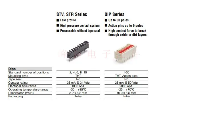 161390-1 U.S. 1 bit DIP switch DIP coded toggle switch Single row 2 files 2 feet 2.54