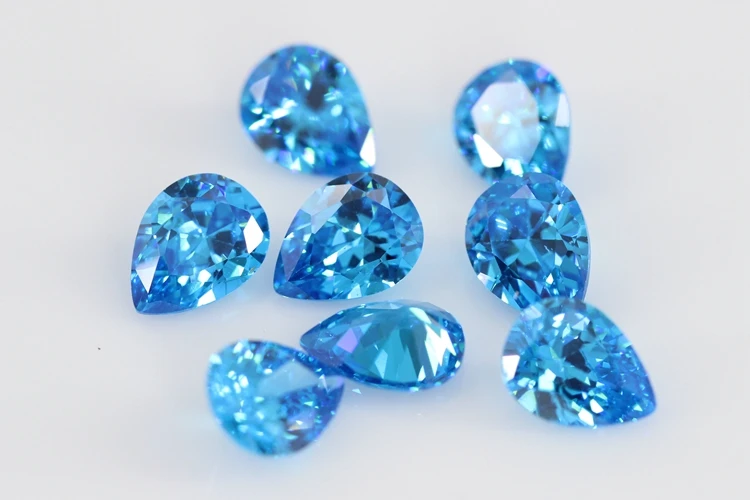 5A Pear Double CheckerBoard Cubic Zirconia Stone Multicolor Brilliant Cut Loose CZ Stones Synthetic Gems Beads For Jewelry