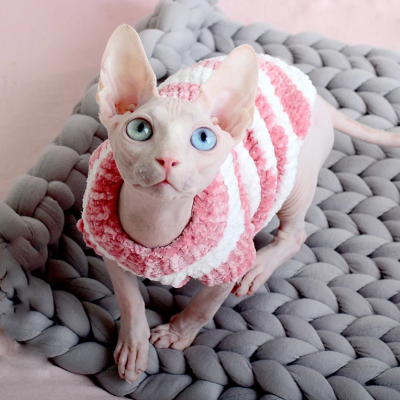 Cat Clothes Winter Warm Handmade Soft Cats Knitted Sweater Jumper Sphynx Cat Hoodies Pullover Sphinx Kitten Clothes Cat Supplies