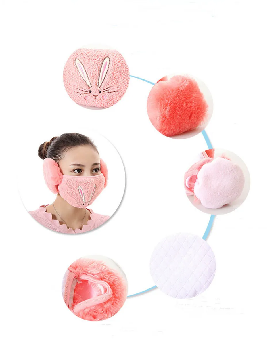 Moda kış sıcak yüz maskesi koruyucu kulak sürme maskesi kadınlar rüzgar geçirmez Anti toz ağız maskeleri Kawaii pamuk yüz maskeleri öğrenciler