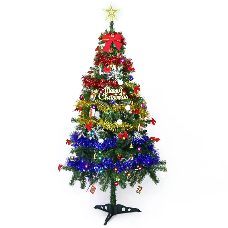 Christmas Decoration 150cm  Artificial FakeTree Package with Lights Encrypted PVC Plastic Tripod Ornaments for Home Navidad