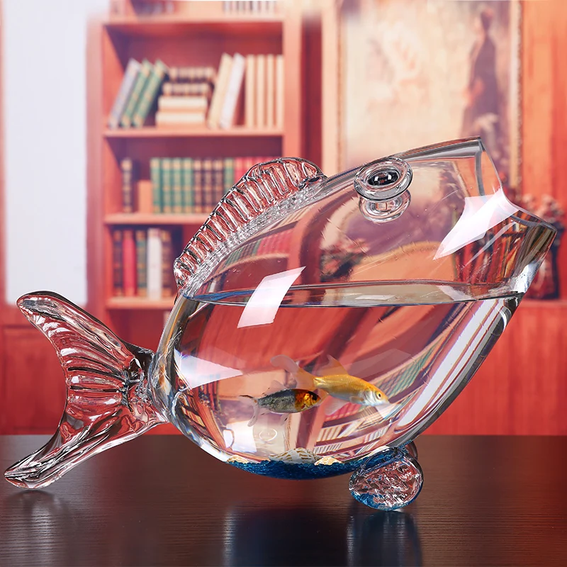 Imagem -03 - Tigela de Vidro em Forma de Peixe Transparente Claro Aquário Fish Tank Glass Home Living Room Decoração do Escritório Artesanato Ornamentos