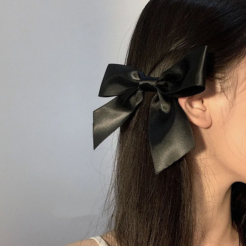 Hair cliw Black Ribbon Hair Bows for Women Clips Vintage Bowknot Side Hairpin Barrettes Headdress Hair Accessories