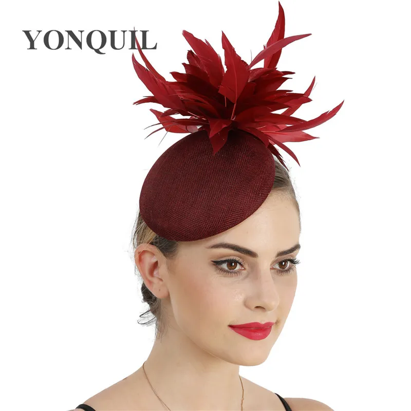 

New Chic Wedding Fascinator Hat For Women Bride Wedding Party Millinery Cap Feather Hair Accessories On Hair Clip Or Headband