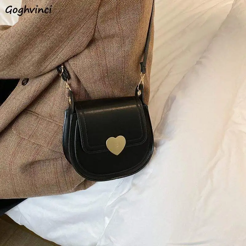 Crossbody Bags Women Mini Saddle Fashion Luxury Design Ladies All-match Portable Purse PU Leather Heart Hasp Sweet Cute Shoulder