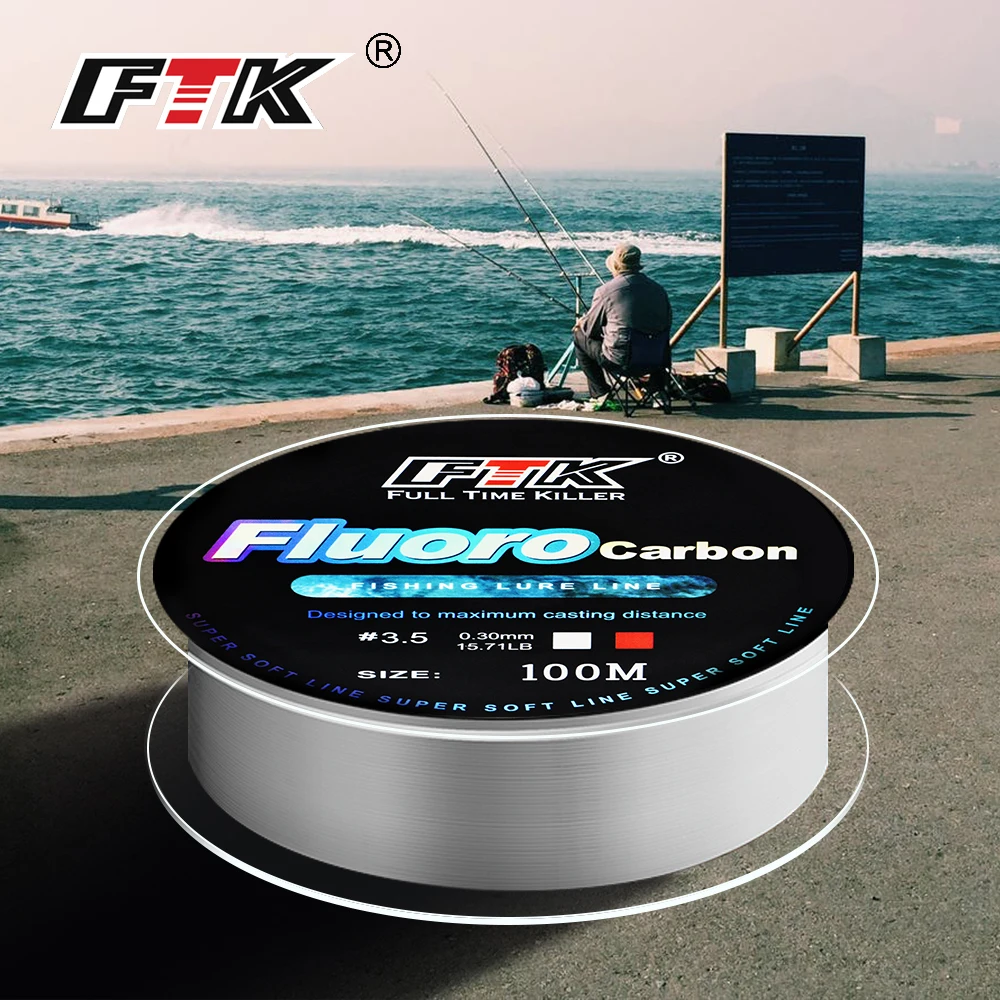 FTK Fluorocarbono líder – Sedal para mosca 100m 4-34 LB - imagen 2