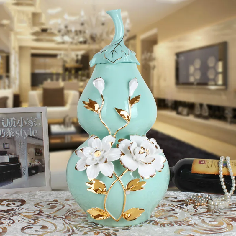 

Home Accessories New Chinese Decoration Living Room Study TV Cabinet Gourd Ornaments Ceramic Vase Feng Shui Lucky Furnishings