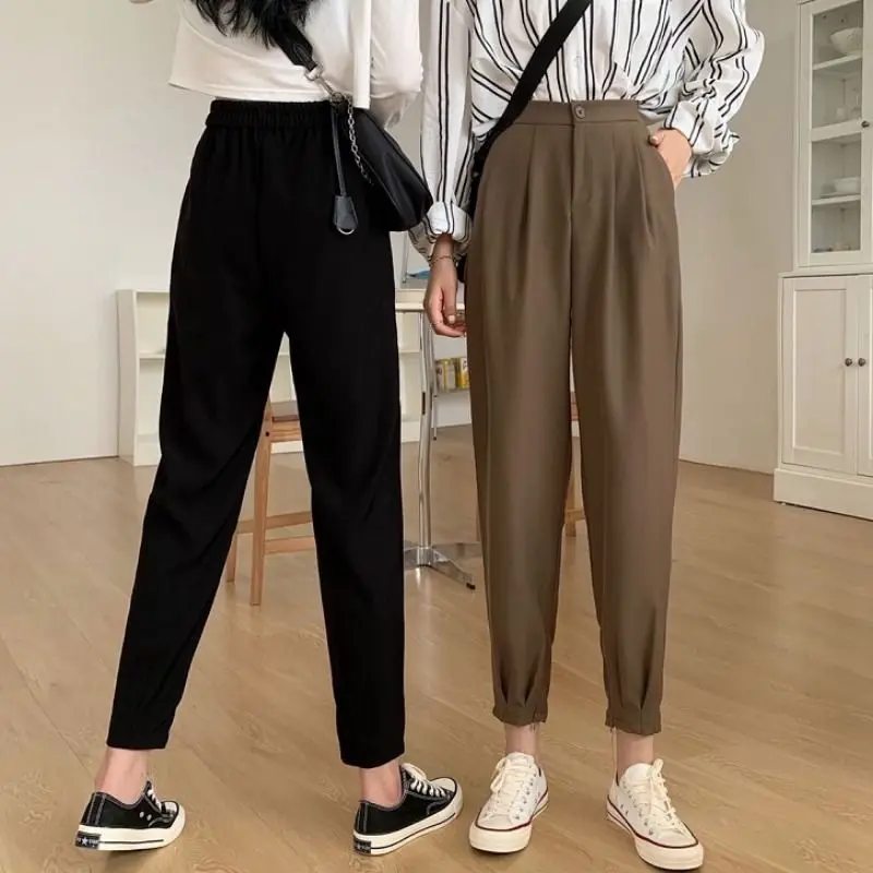 Harem Pants Women Leisure Friends Autumn Basic High Waist Korean Style Classy Design Pure Simple Teenagers Ins Ankle-length Cozy