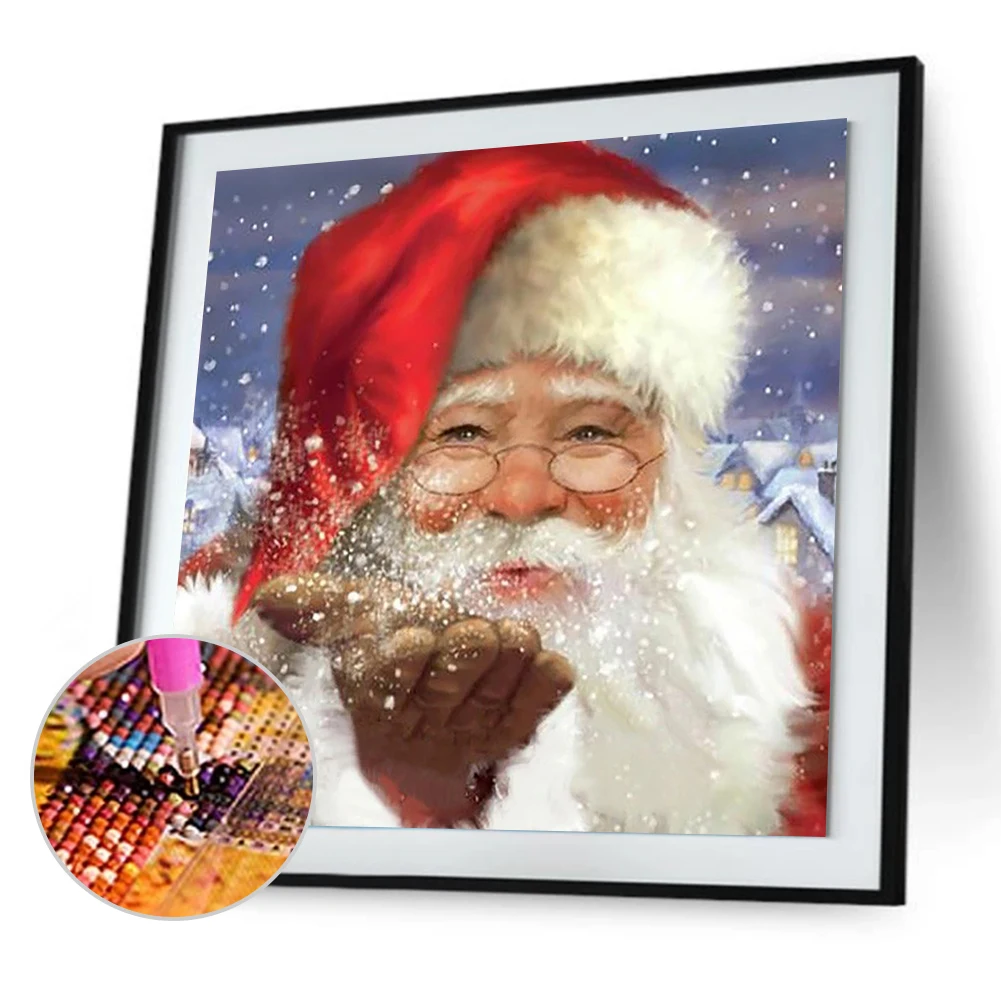 DIY 5D Mosaic Full Drill Round Shape Diamond Santa Claus Resin Painting Kit Rhinestone Drawing Home Art Craft Bedroom Decoration