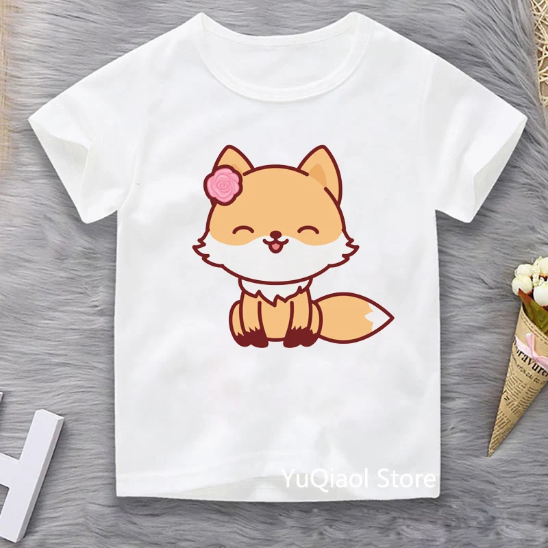 Lovely Hamster/Fox/Unicorn/Bear/Pig/Tiger/Leopard Animals Print Children's T-Shirts Boys Girls Clothes Summer Top Kids Tshirt