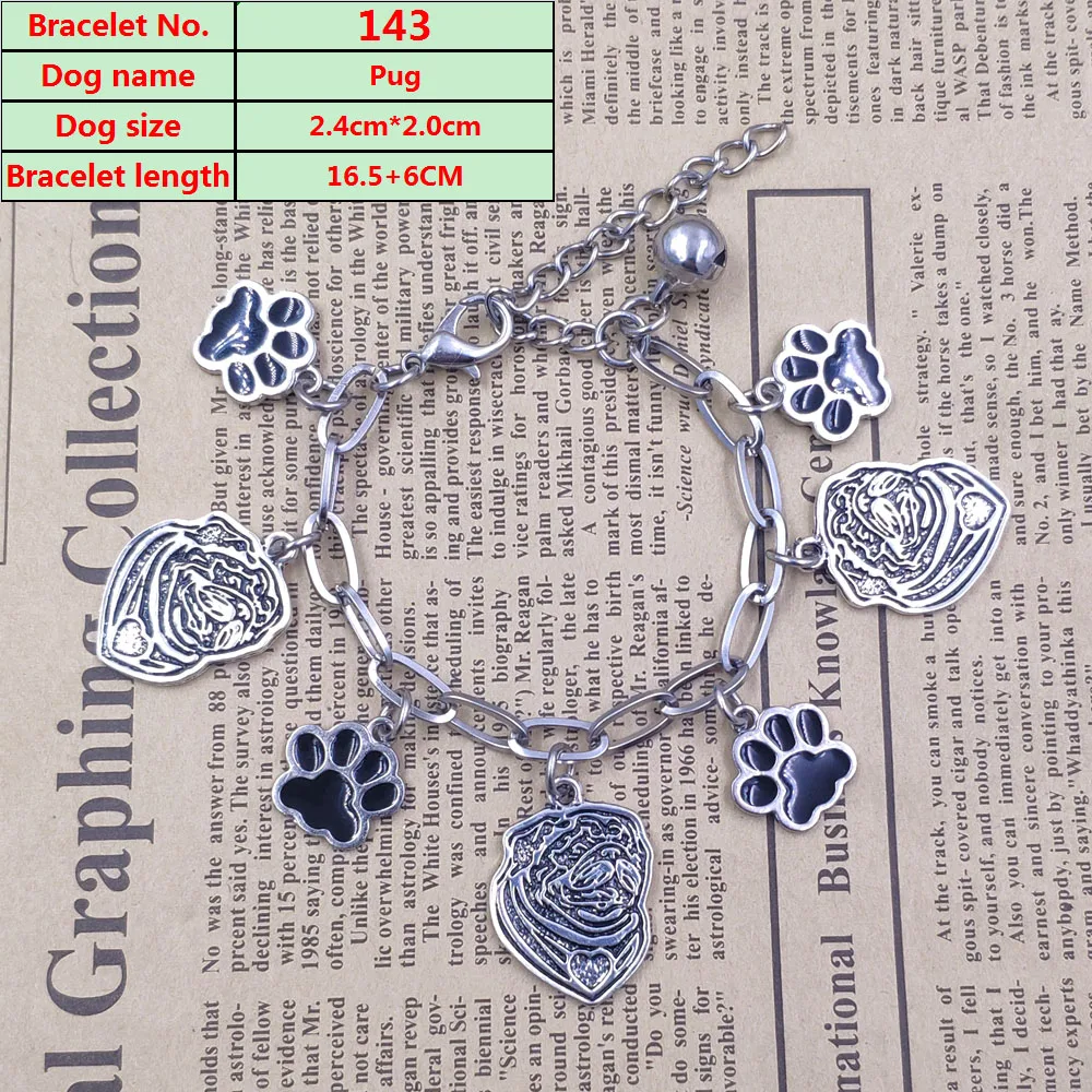 2023 Cute Hot Unique Yorkshire Terrier Husky Pug Chow Chow Dog Animal Stainless Steel Charm Chain Bracelets Men Women SB010