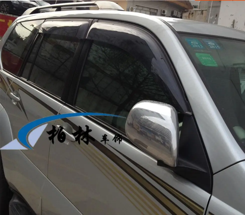 4pcs Chrome Window Visor Deflector Sun Rain Shield For 03-15 Toyota FJ120 FJ100 Cruiser prado 2003-2015