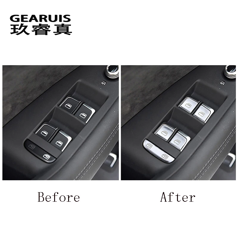 Car Styling For Audi Q5 8R Interior Door Window Glass Switch Buttons Armrest panel buttons Auto Covers Stickers Trim Accessories