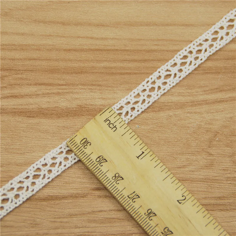 10mm Ivory Cotton Lace Trim Fabric 500 Yards Sewing Accessory for Wedding Dress Decoration Craft Supplies LC017-A
