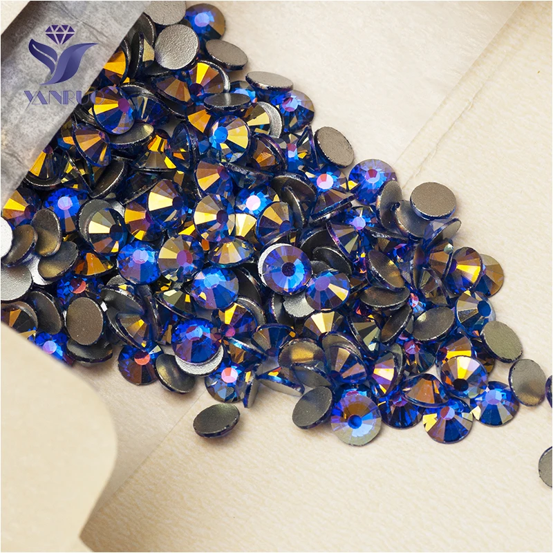 YANRUO 2058NoHF All Sizes Sapphire AB Strass Crystals And Stones Flatback Non Hot Fix Nail Art Rhinestones