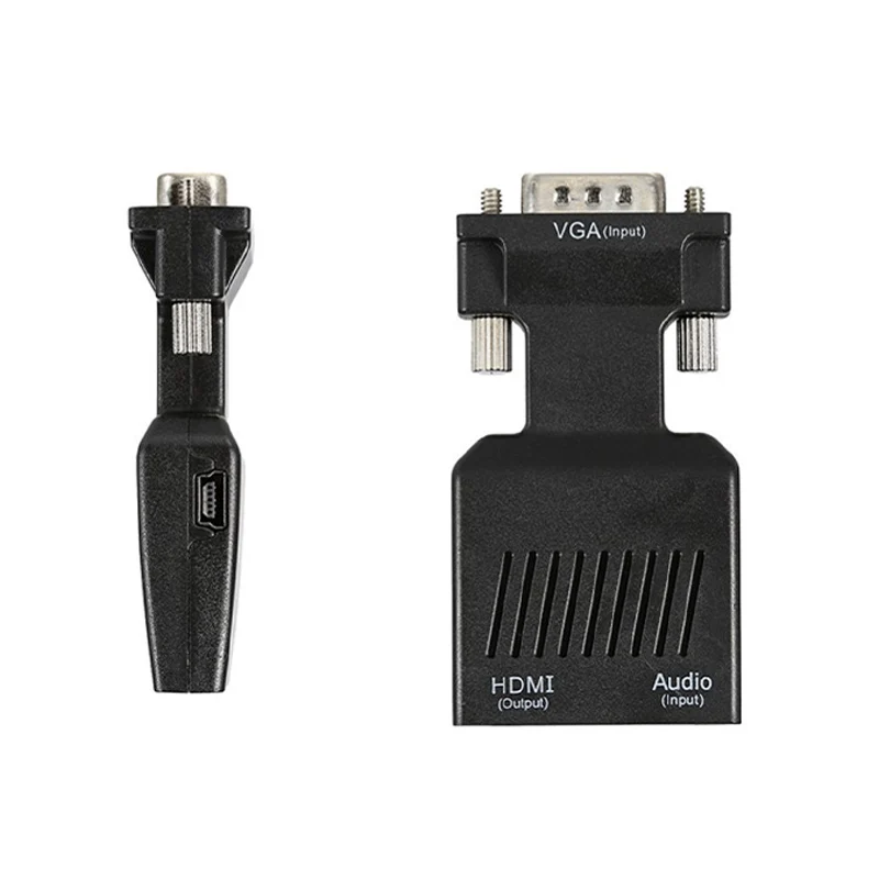 Convertisseur VGA mâle vers femelle compatible HDMI avec directions audio, 480P, 720P, 1080P pour PS3, PS4, moniteur HDTV, budgétaire, PC,