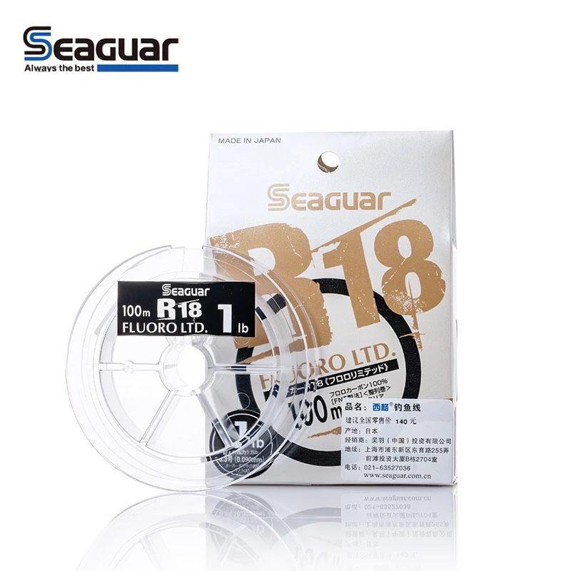 Seaguar R18 Silver Label 80M-100M FLUORO LTD Fishing Line 3LB-25LB Fluorocarbon Carbon Fiber Monofilament Carp Wire Linhas Pesca